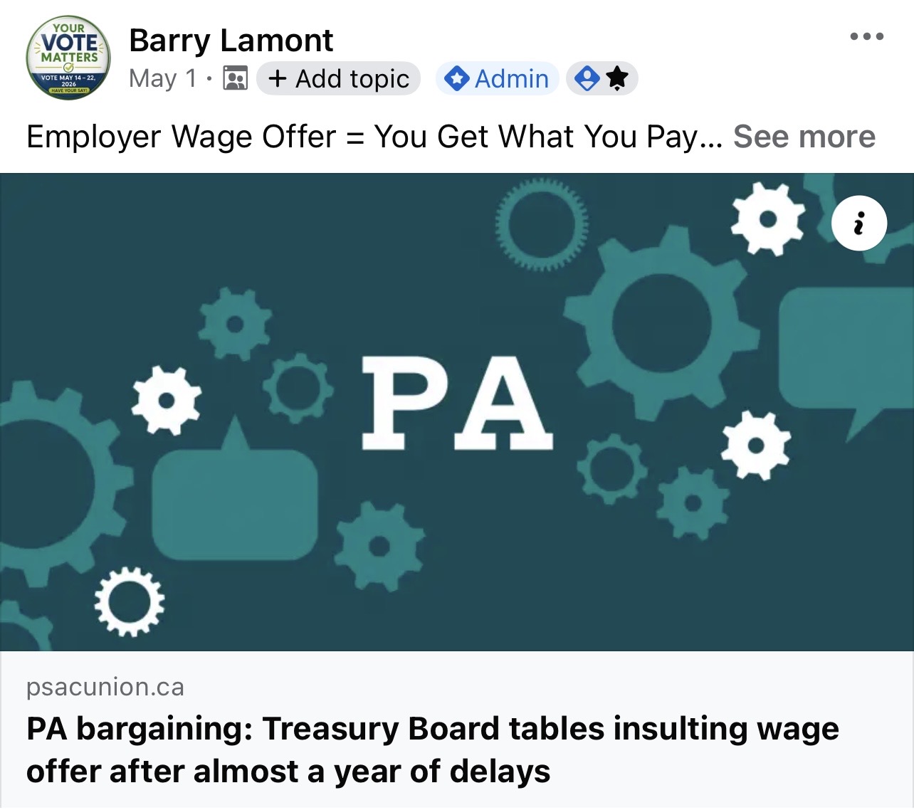 PA bargaining wage offer update from psacunion.ca